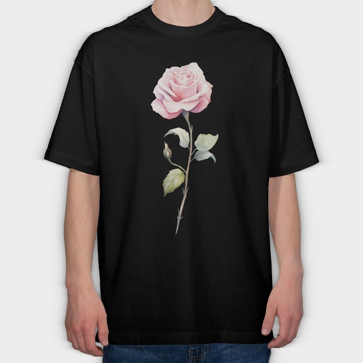 June Rose Bud, Tricou Oversize Barbati (Unisex)