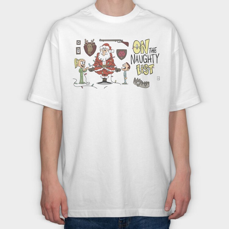 Santas Naughty List, Tricou Oversize Barbati (Unisex)