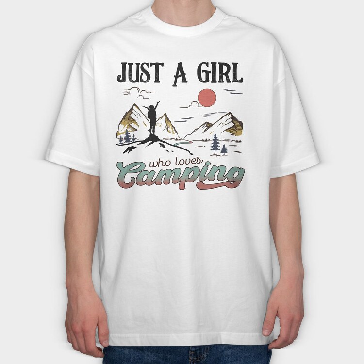 Just A Girl Loves Camping, Tricou Oversize Barbati (Unisex)