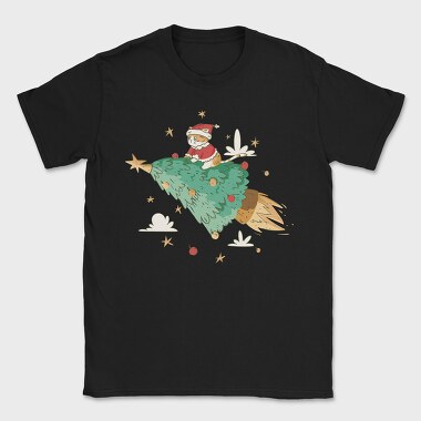 Santa Cat Christmas Tree, Tricou Barbati (Unisex)