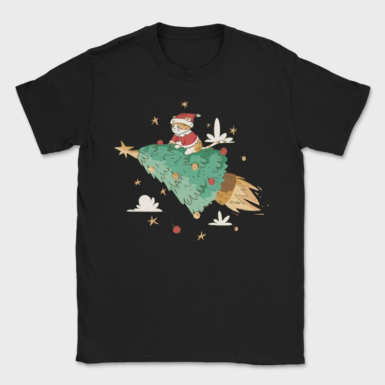 Santa Cat Christmas Tree, Tricou Barbati (Unisex)