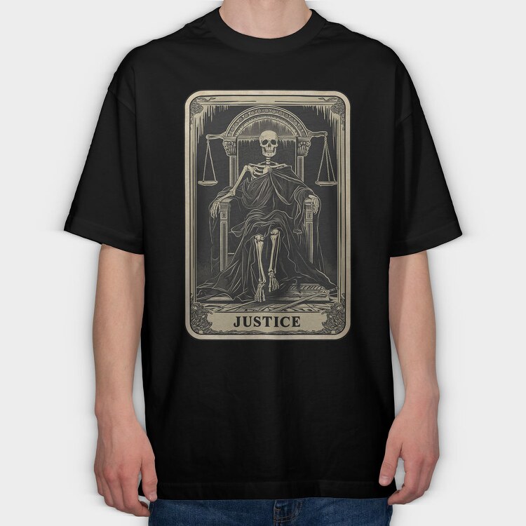 Justice Skeleton Card, Tricou Oversize Barbati (Unisex)