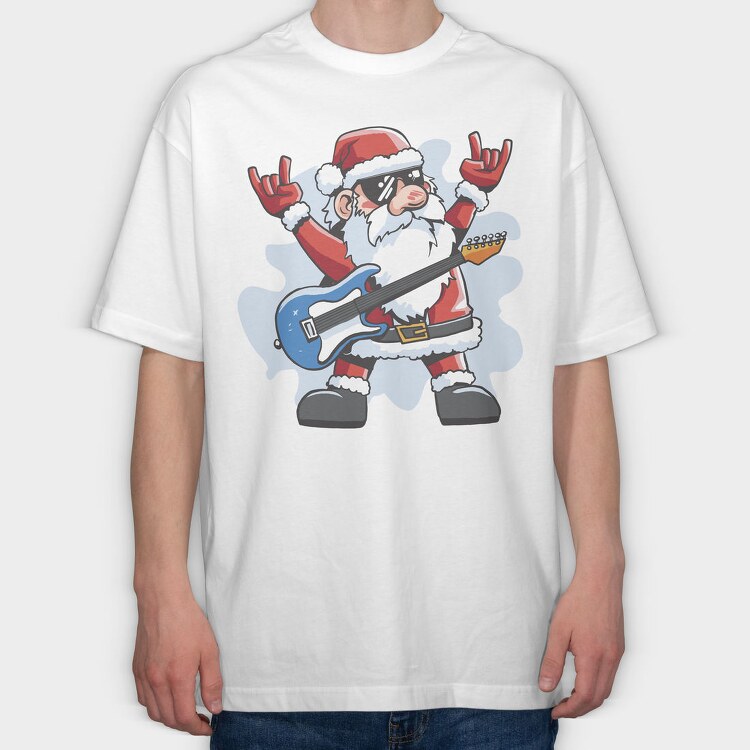 Santa Claus Rocker, Tricou Oversize Barbati (Unisex)