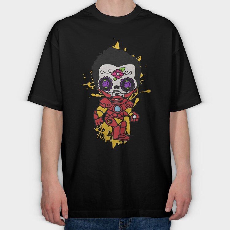 Dia De Los Muertos Ironman, Tricou Oversize Barbati (Unisex)