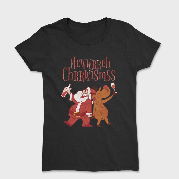 Santa and Deer Drunk, Tricou Femei