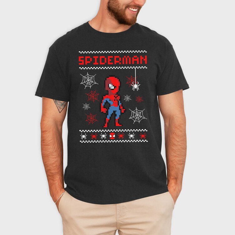 Spiderman Pixel Art, Tricou Barbati (Unisex)