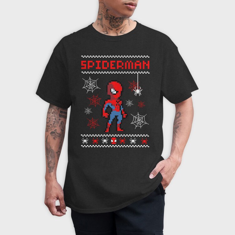 Spiderman Pixel Art, Tricou Barbati (Unisex)