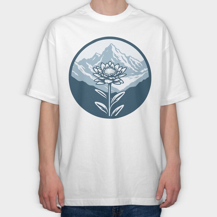 Alpine Flower Circle, Tricou Oversize Barbati (Unisex)