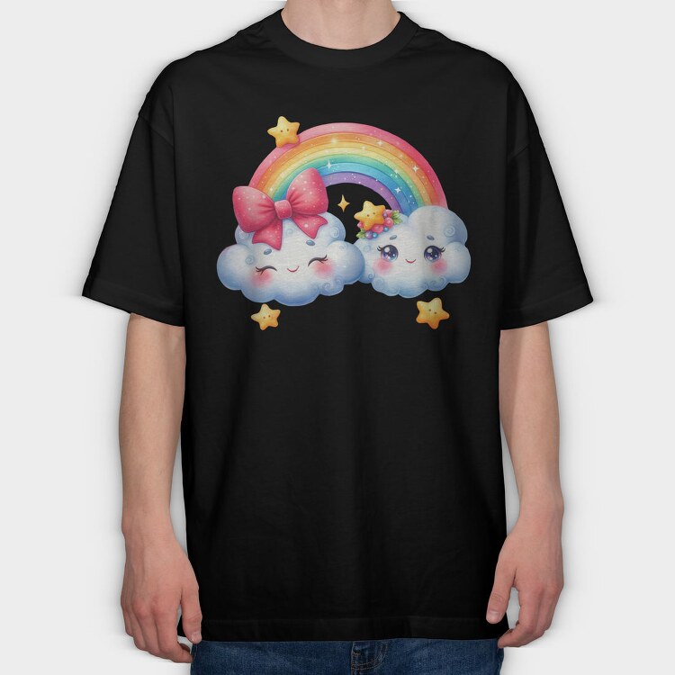 Kawaii Clouds Joy, Tricou Oversize Barbati (Unisex)