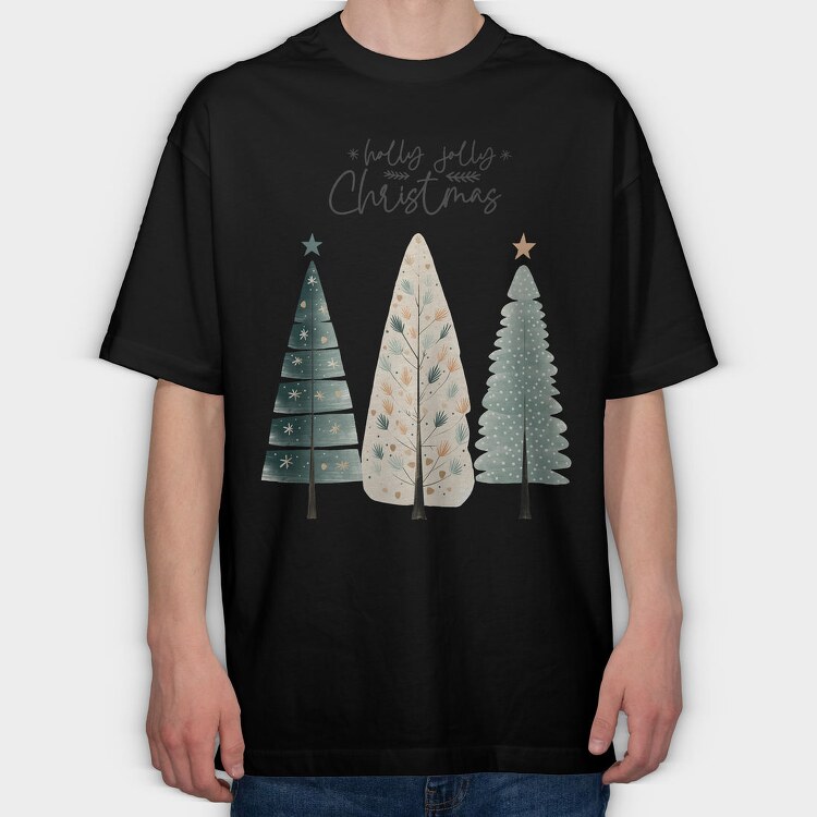 Hygge Christmas Trees, Tricou Oversize Barbati (Unisex)