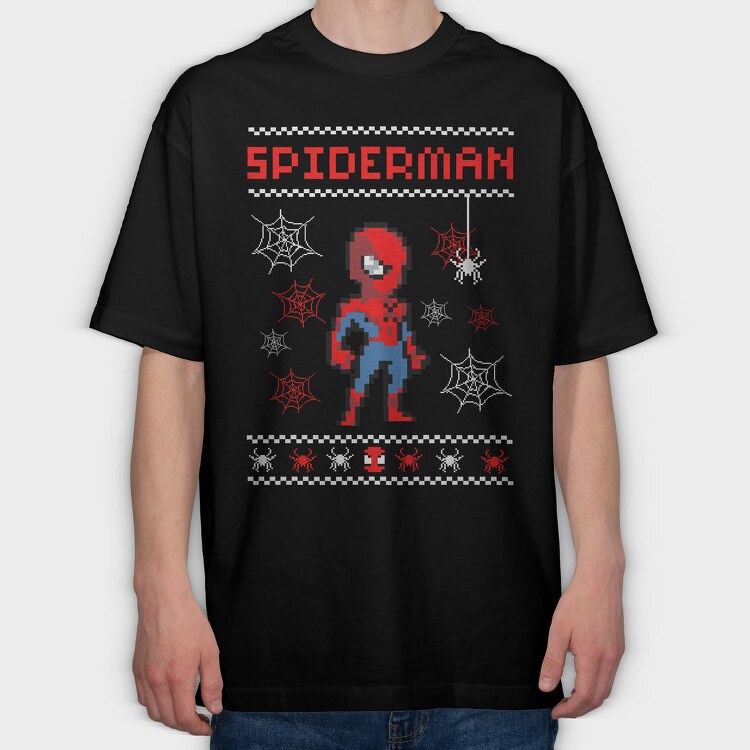 Spiderman Pixel Art, Tricou Oversize Barbati (Unisex)