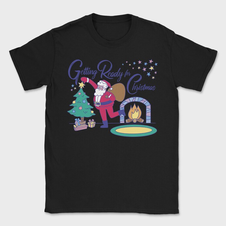 Santa Getting Ready for Christmas, Tricou Barbati (Unisex)