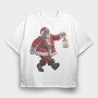 Santa Walking, Tricou Oversize Barbati (Unisex)