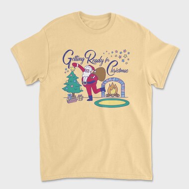 Santa Getting Ready for Christmas, Tricou Barbati (Unisex)