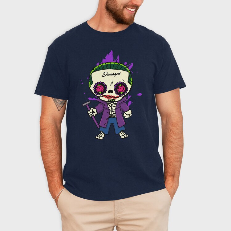 Joker Skull Damage, Tricou Barbati (Unisex)