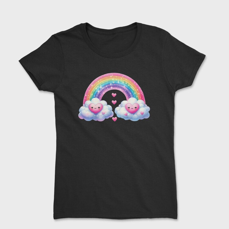 Kawaii Rainbow Heart, Tricou Femei