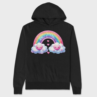 Kawaii Rainbow Heart, Hanorac Oversize Barbati (Unisex)