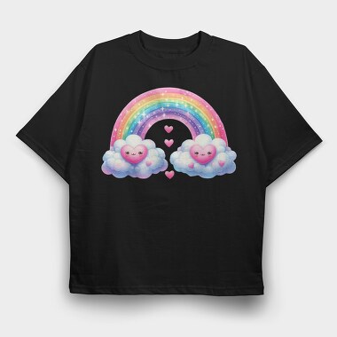 Kawaii Rainbow Heart, Tricou Oversize Barbati (Unisex)