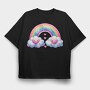 Kawaii Rainbow Heart, Tricou Oversize Barbati (Unisex)