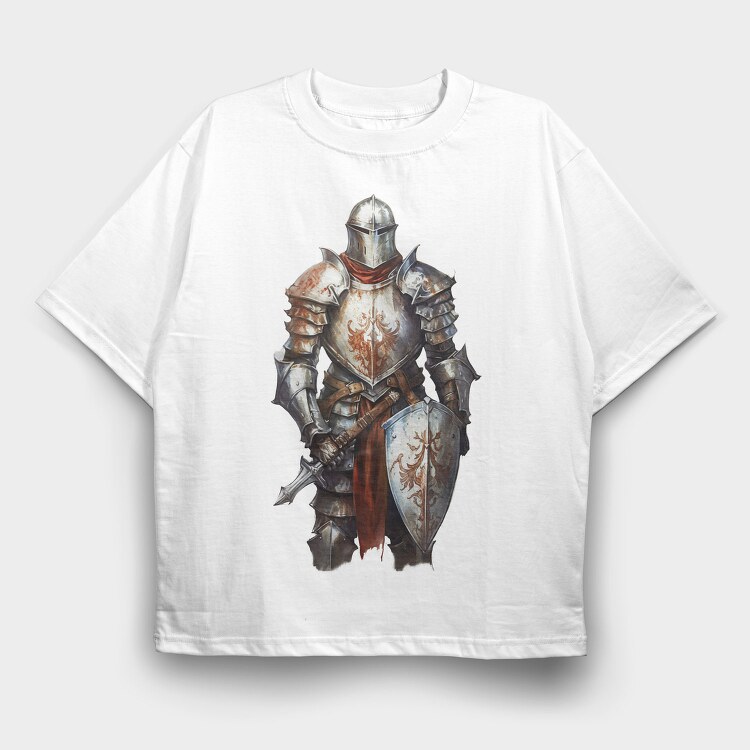 Knight Armor Silver, Tricou Oversize Barbati (Unisex)