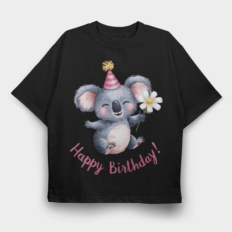 Koala Birthday Party, Tricou Oversize Barbati (Unisex)