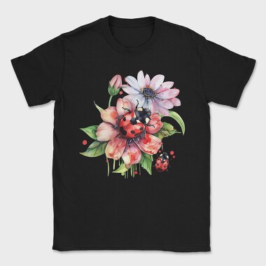 Ladybug Flower Bouquet, Tricou Barbati (Unisex)