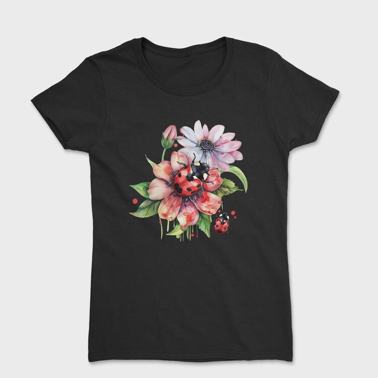 Ladybug Flower Bouquet, Tricou Femei