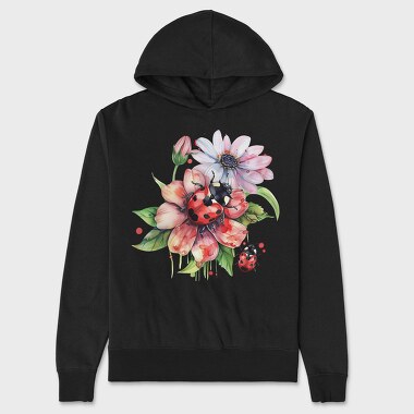 Ladybug Flower Bouquet, Hanorac Oversize Barbati (Unisex)