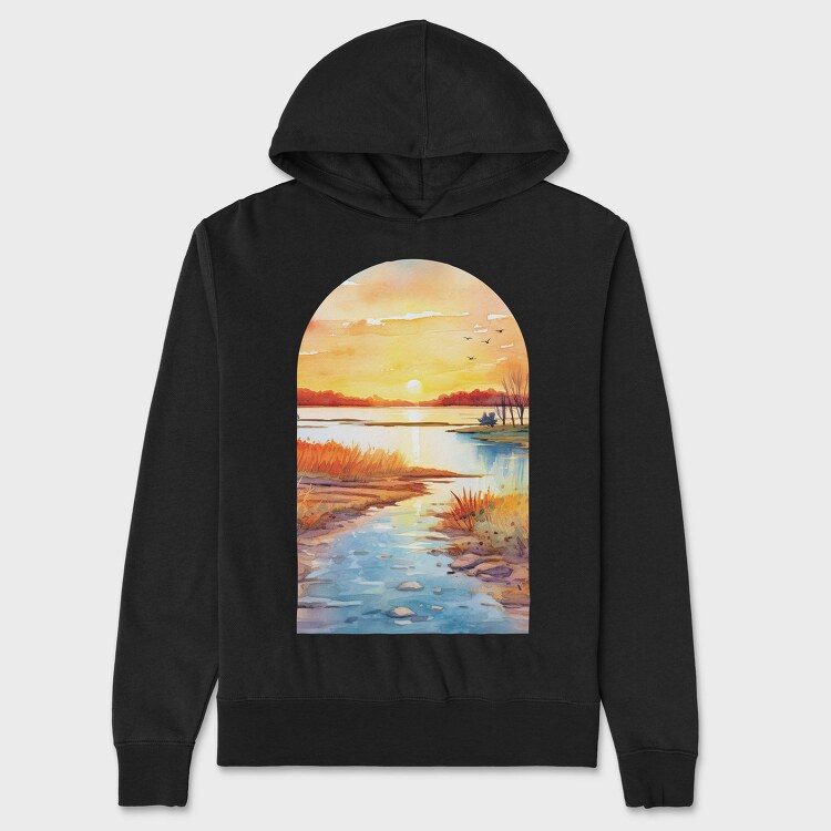 Lake Sunset Vintage, Hanorac Oversize Barbati (Unisex)