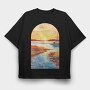 Lake Sunset Vintage, Tricou Oversize Barbati (Unisex)