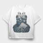 Samurais Monochrome, Tricou Oversize Barbati (Unisex)