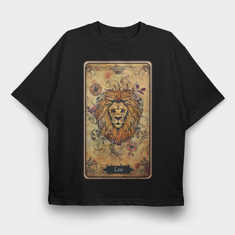 Leo Lion Floral, Tricou Oversize Barbati (Unisex)