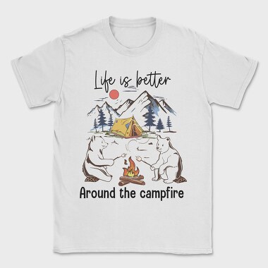 Life Is Better Camping Bear Campfire, Tricou Barbati (Unisex)