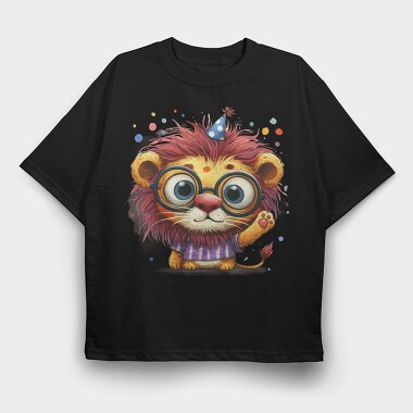 Lion Glasses Party, Tricou Oversize Barbati (Unisex)