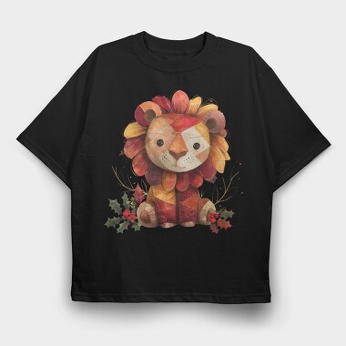Lion Patchwork Christmas, Tricou Oversize Barbati (Unisex)