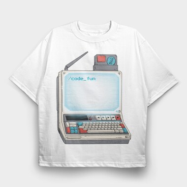Old Computer Technology Code Fun, Tricou Oversize Barbati (Unisex)