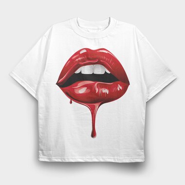 Lips Blood Drip, Tricou Oversize Barbati (Unisex)