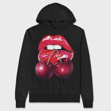 Lips Cherries Bite, Hanorac Oversize Barbati (Unisex)
