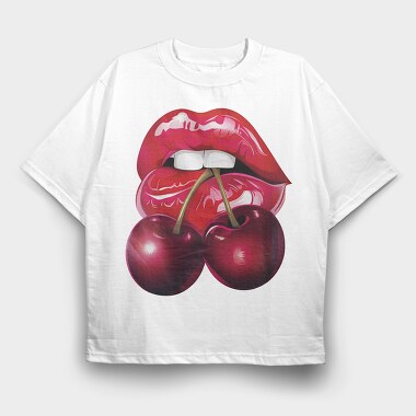 Lips Cherries Bite, Tricou Oversize Barbati (Unisex)