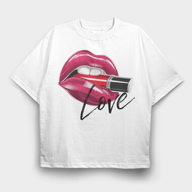 Lips Love Bite, Tricou Oversize Barbati (Unisex)