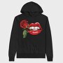 Lips Rose Bite, Hanorac Oversize Barbati (Unisex)