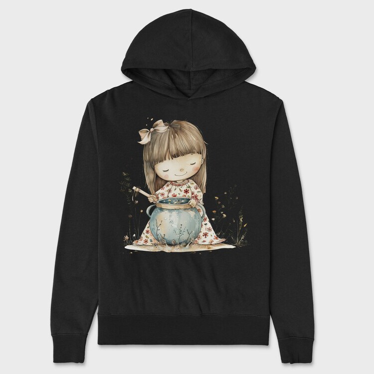 Little Girl Cooking, Hanorac Oversize Barbati (Unisex)