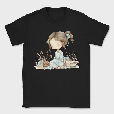 Little Girl Reading Books, Tricou Barbati (Unisex)