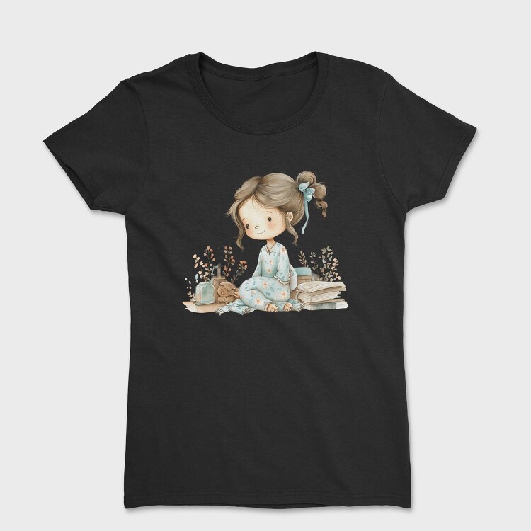 Little Girl Reading Books, Tricou Femei