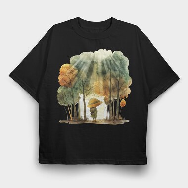 Little Gnome In Forest, Tricou Oversize Barbati (Unisex)