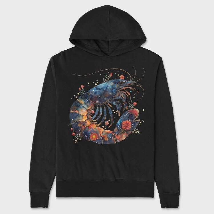 Lobster Floral Night, Hanorac Oversize Barbati (Unisex)