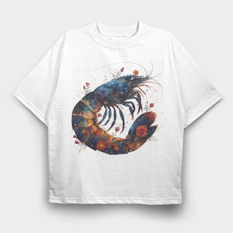 Lobster Floral Night, Tricou Oversize Barbati (Unisex)