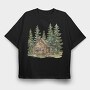 Log Cabin Forest, Tricou Oversize Barbati (Unisex)
