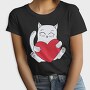 Cat Holding Heart, Tricou Femei