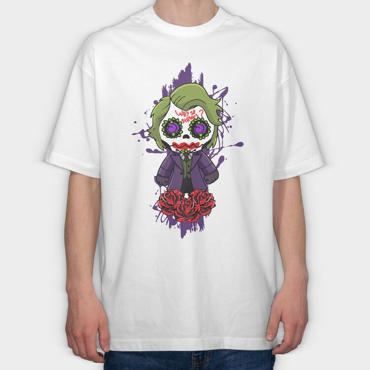 Joker Skull Roses, Tricou Oversize Barbati (Unisex)